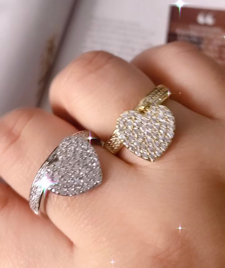 Hanging Hearts Charm Adjustable Ring