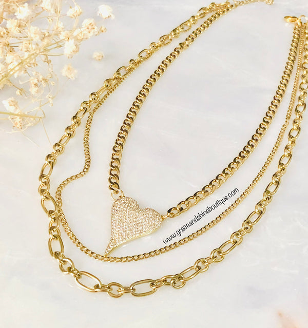 Multi-Layer Heart Necklace (water & sweat resistant jewelry)