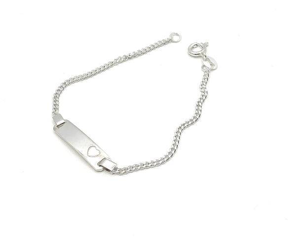 Classic Heart ID Kid Bracelet - Real Silver 925
