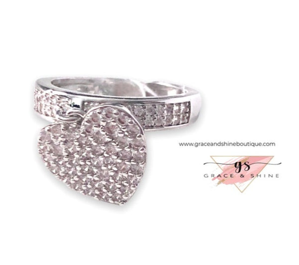 Hanging Hearts Charm Adjustable Ring