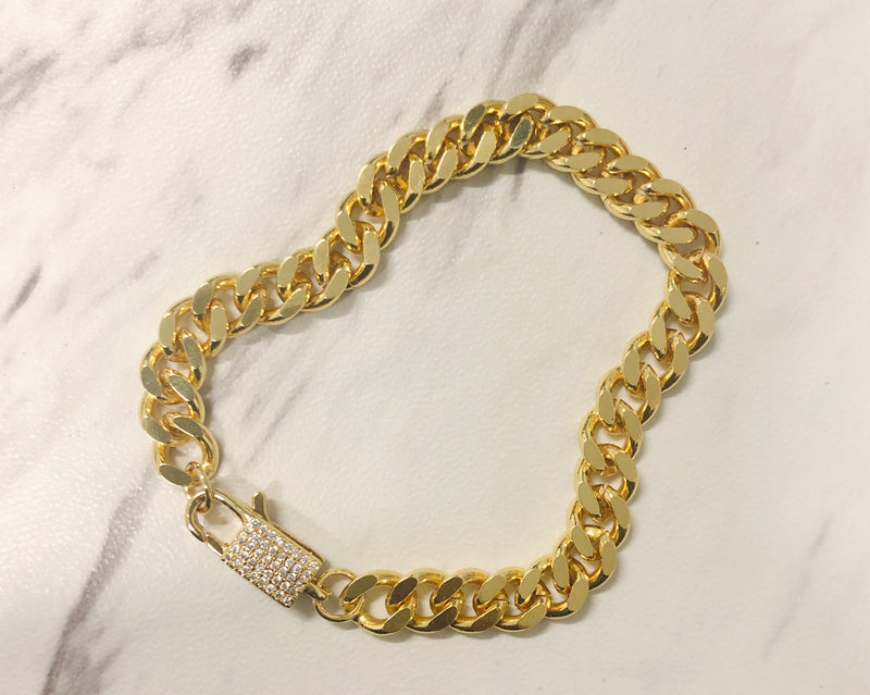 18k Gold Cuban Link Fancy Lobster Claps Bracelet