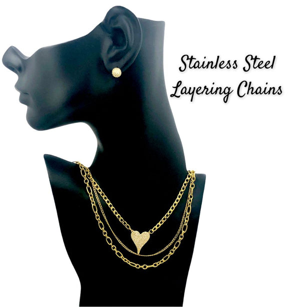Multi-Layer Heart Necklace (water & sweat resistant jewelry)