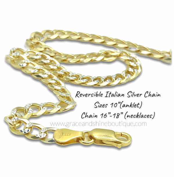 Italian Silver Two-tone Diamond Cut Chain