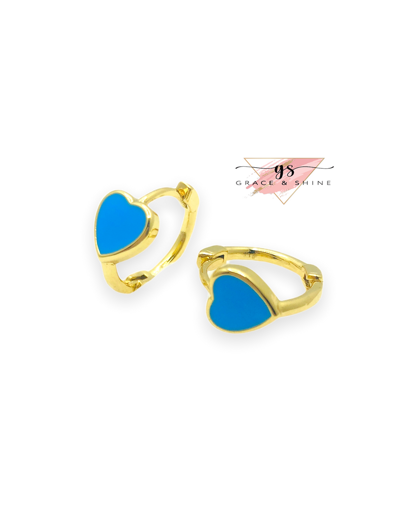 Sweet Heart Huggies Earrings 18k Gold