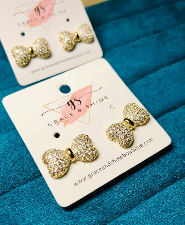 Bow 14K Gold Stud Earrings